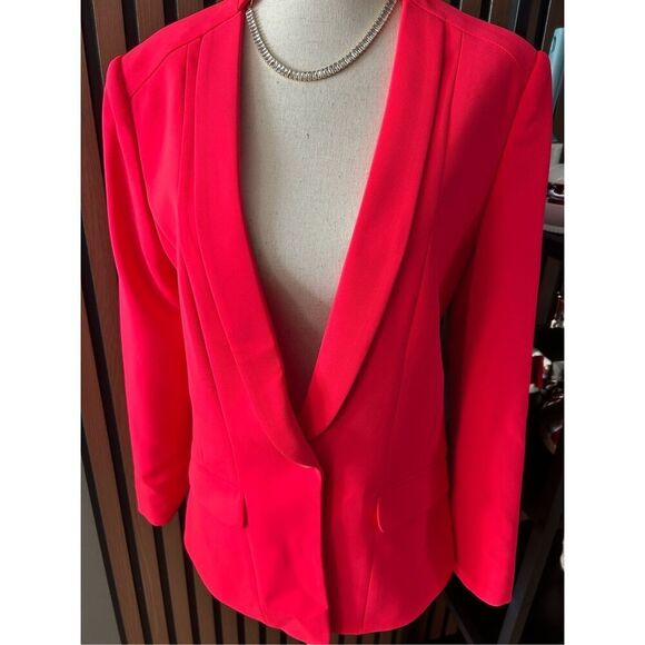 EXPRESS SOFT INSET SHAWL LAPEL JACKET size 4 Hot&Spicy Coral blazer work attire - Picture 1 of 6